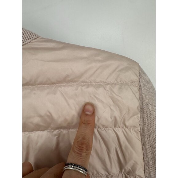 MONCLER Pink Tricot Wool Down Quilted Panel Cardigan Jacket Women’s M Read - Picture 16 of 16